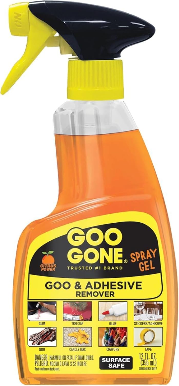 Goo Gone Spray Adhesive Remover Gel, 6 Pack, Removes Glue, Stickers, Tape Residue, Grease, Gum & Wax, Adhesive Spray with Citrus Cleaning Power for Hard Surfaces, Carpets & Fabrics