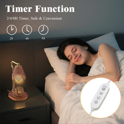 Flower Candle Warmer Lamp,Adjustable Timer & Dimmer(Black2) | Adjustable height fits jars. Timer & dimmer safe melt. 2 bulbs & heat-proof base. Perfect for bedroom, office, or gifting.