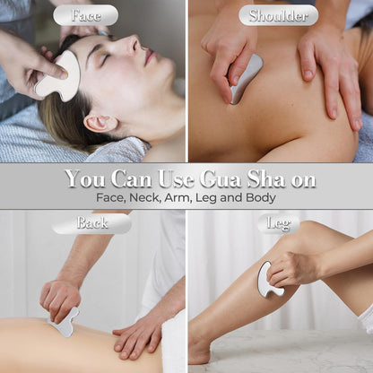 Trigger Point Massage Tool, Gua Sha Tool for Deep Tissue Massage & Fascia Release, Metal Muscle Scraper, Stainless Steel Thumb Saver, Acupressure Myofascial Release Tool, Full Body Pain Relief