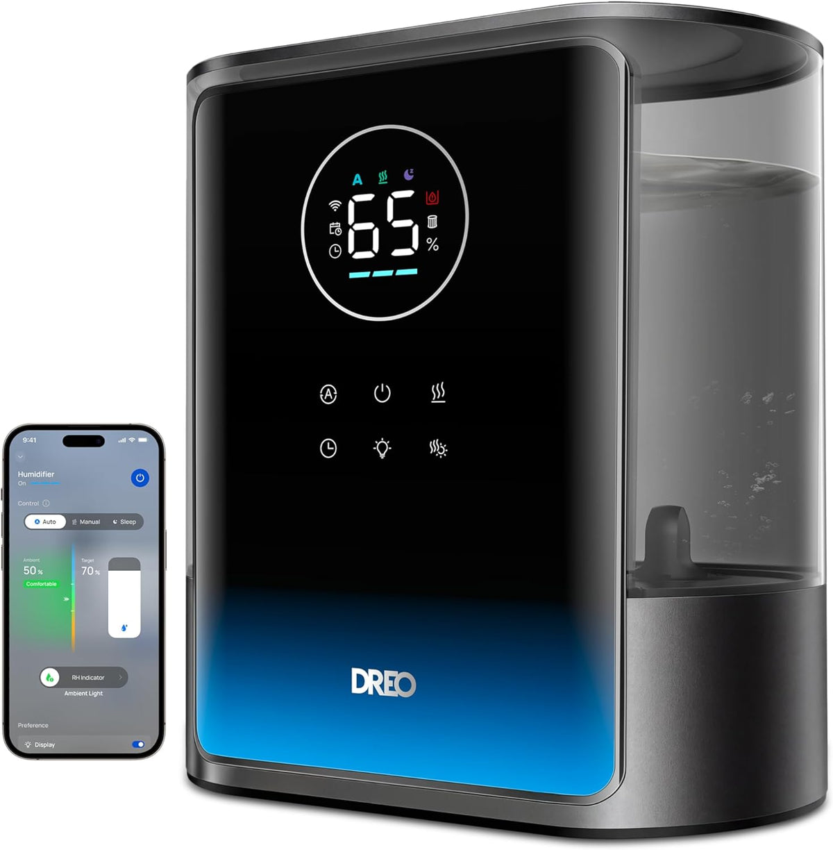 DREO 8L Smart Humidifier Large Room, 80H Runtime, Warm & Cool Mist, HM717S