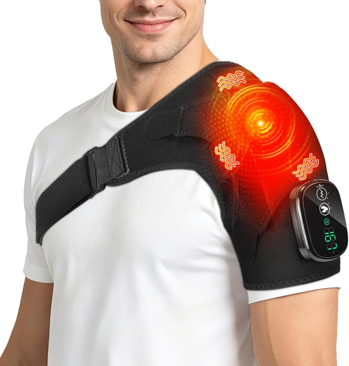 Shoulder Heating Pad with Massage, Rotator Cuff Shoulder Brace for Frozen