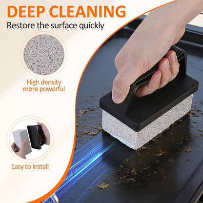 Griddle Cleaning Kit for Blackstone,15 Pieces Flat Top Grill Cleaning Kit with Grill Scraper, Griddle Bricks and Brush Easy to Remove Stain,Griddle Accessories Cleaner Tool Set with Storage Bag