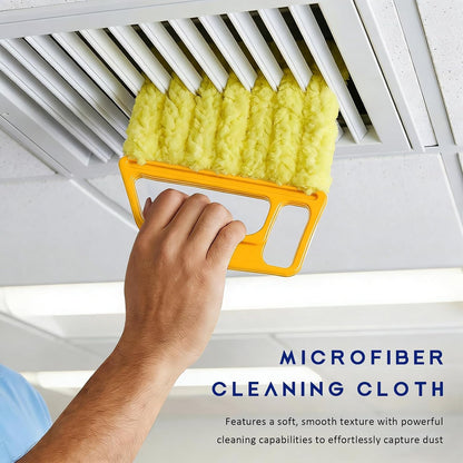 3 PCS Blind Cleaner Duster Tool, 7 Finger Detachable Duster Auto Air Conditioner Cleaning Tool, Washable Dusting Brush Handheld Cleaner for Vehicle Air Vents Blinds (Yellow)