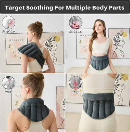 Microwavable Heating Pad for Lower Back, Waist, Stomach, and Shoulder, Hands-Free Wearable Microwavable Waist Wrap with Fastening Straps, Hot and Cold Compress for Daily Relaxation, Lavender Scented