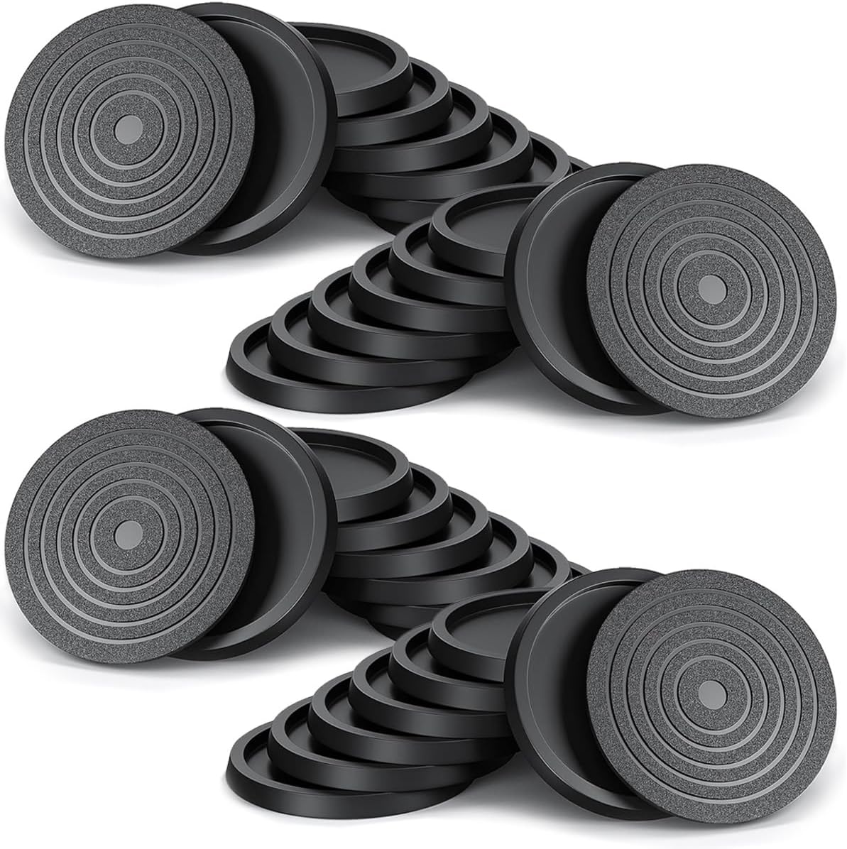 12Pcs 2.5in Furniture Coasters Non-Slip Bed Leg Pads Round Rubber Anti Sliding Caster Cups for Hardwood Floors Brown