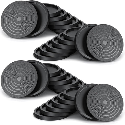 12Pcs 2.5in Furniture Coasters Non-Slip Bed Leg Pads Round Rubber Anti Sliding Caster Cups for Hardwood Floors Brown