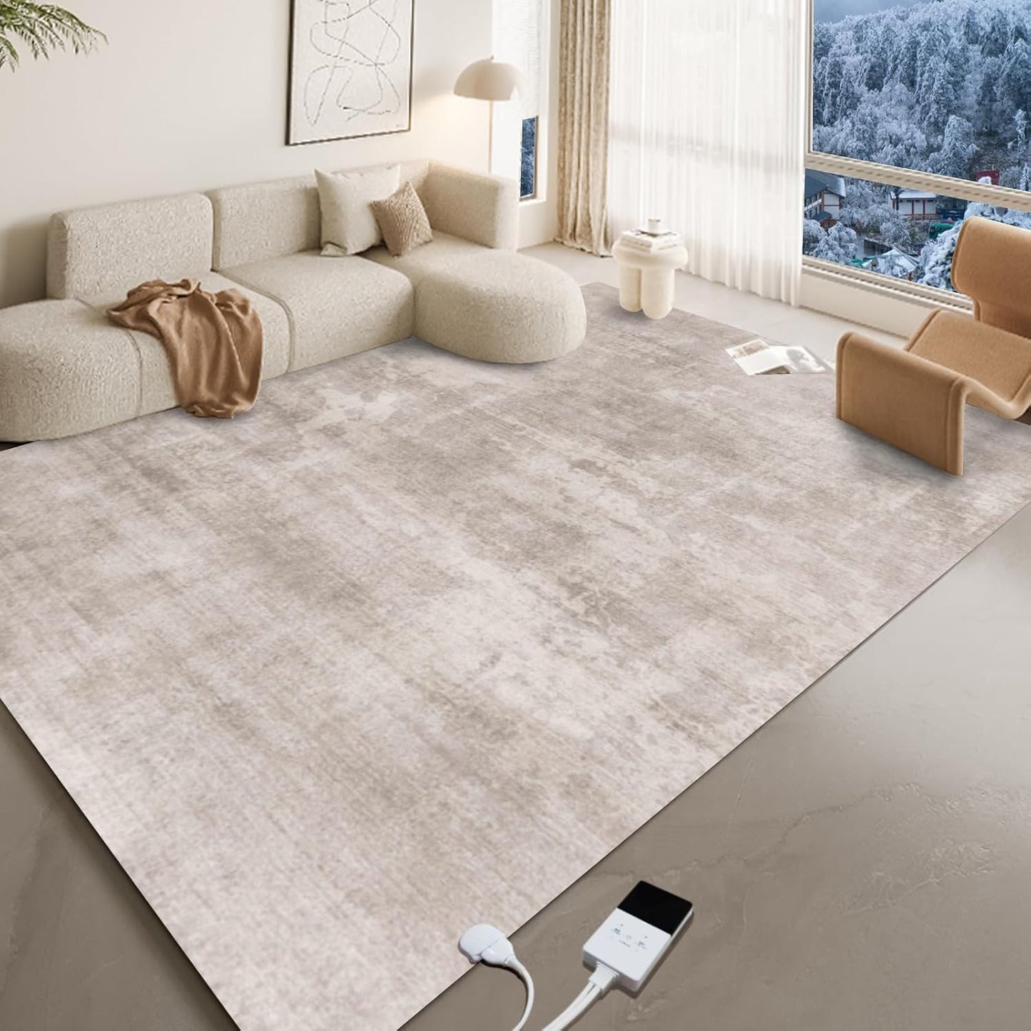 Electric Heated Carpet 35x55in Soft Plush Heating Rug 450W CX | Instant Warmth in 30s, 60 Heat Levels 12h Timer, Energy Efficient Safety Protection Ideal for Home Office Playroom 120V