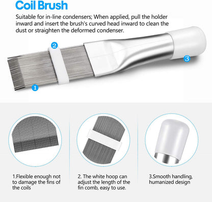 Hommtina 3 Pcs Air Conditioner Condenser Fin Comb/Cleaning Brush, Coil Cleaner Whisk Brush with Window Blinds Brush Dust Cleaner for Refrigerator Evaporator Radiator