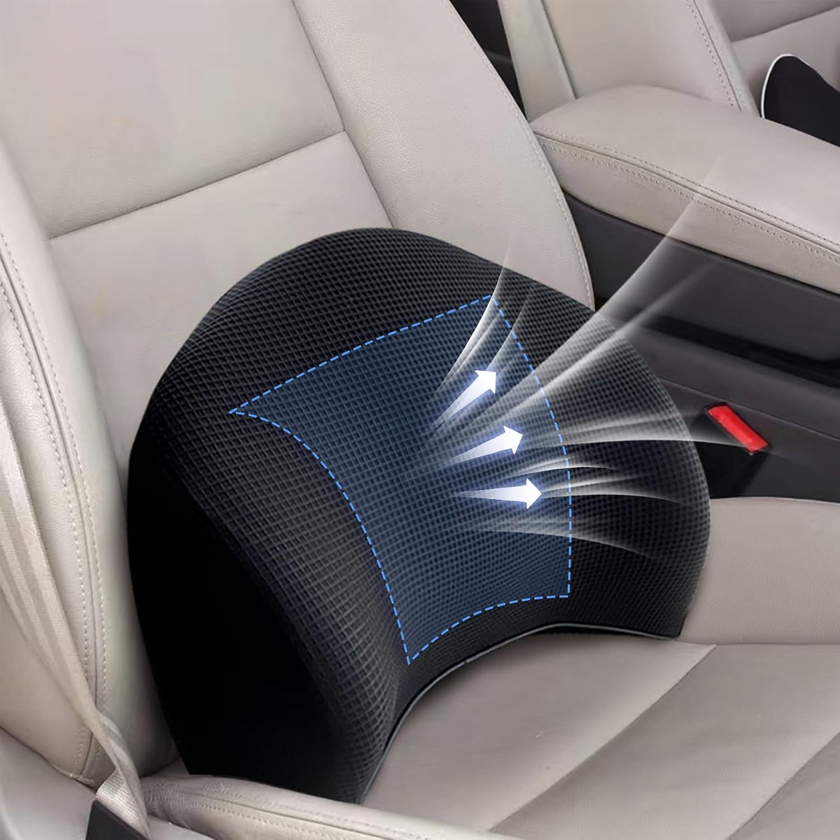 Super Cozy Lumbar Support Pillow for Car/Office Chair, 100% Memory Foam