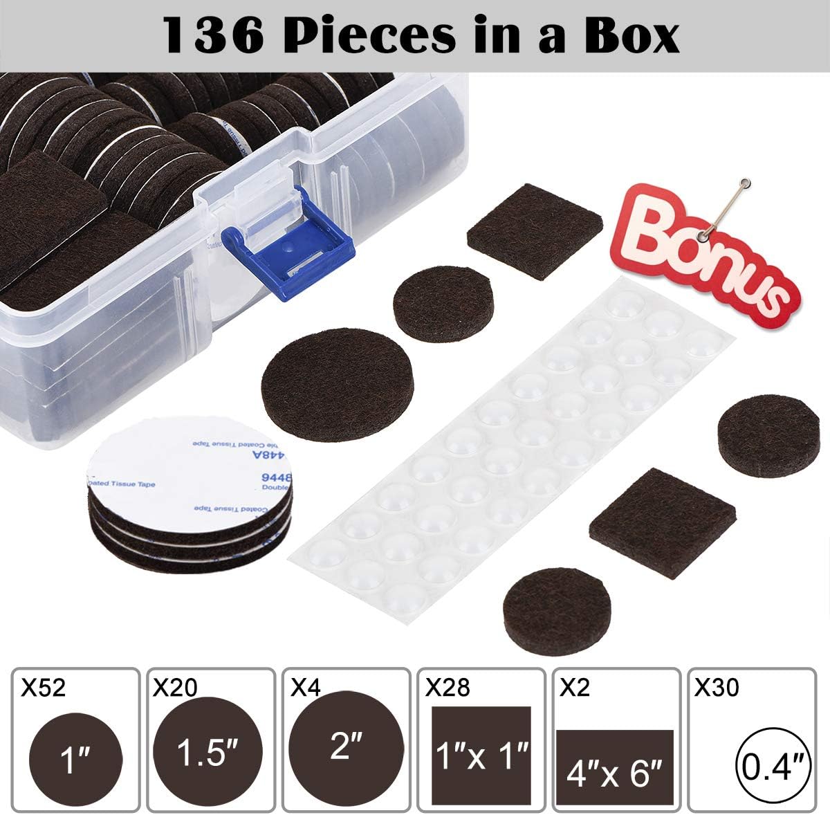 Felt Furniture Pads 300 Pieces, Furniture Pads for Hardwood Floors Black | Self-adhesive felt pads prevent scratches and noise, ideal for chair legs, suitable for hardwood floors and indoor furniture