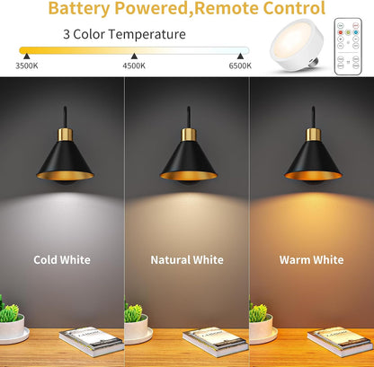 Frideko Rechargeable Wall Sconces Set of Two, 3 Color Dimmable Battery Operated Wall Lights with Remote, Black Wireless Wall Lamp with Timer, Indoor Sconce Lighting for Living Room Bedroom Picture