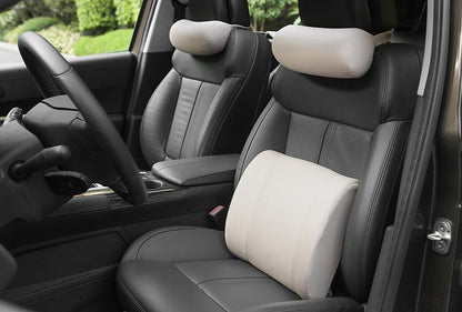 ALIBO Memory Foam Chairs Recliner Car Neck Pillow with Adjustable Strap Soft Auto Cervical Round Roll Bolster Headrest Supports Cushion Pad Black 1 Piece