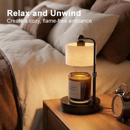 Candle Warmer Lamp with Timer, Best House Warming Gift, Height Adjustable & Dimmable Electric Candle Warmer Lamp, Includes 2 Bulbs, Birthday Gift for Women, Mom, Housewarming - Flaxen