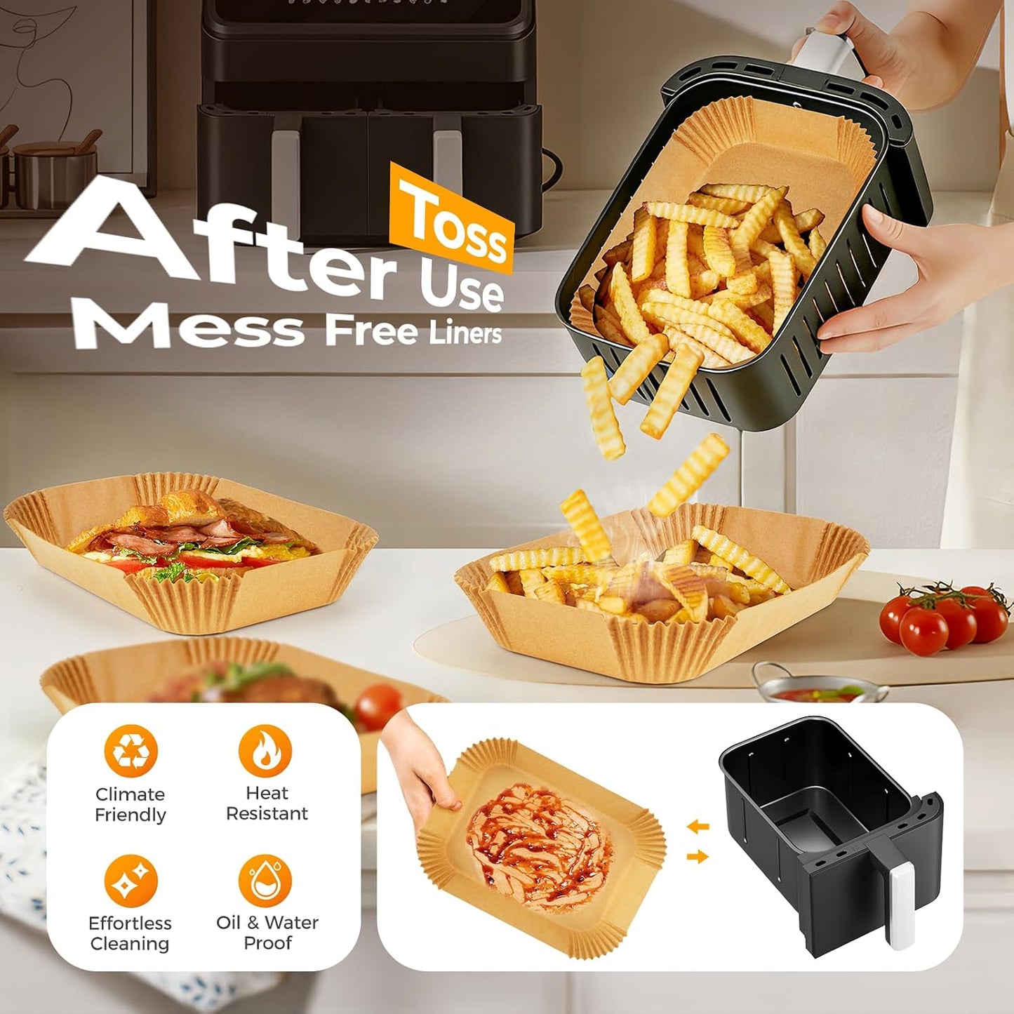 400 Pcs 8" Square Air Fryer Liners Disposable, Airfryer Paper for 5-8QT | Food-grade Parchment Paper for Air fryer Basket, Non-Stick, OilProof Baking Sheets for Oven Pan