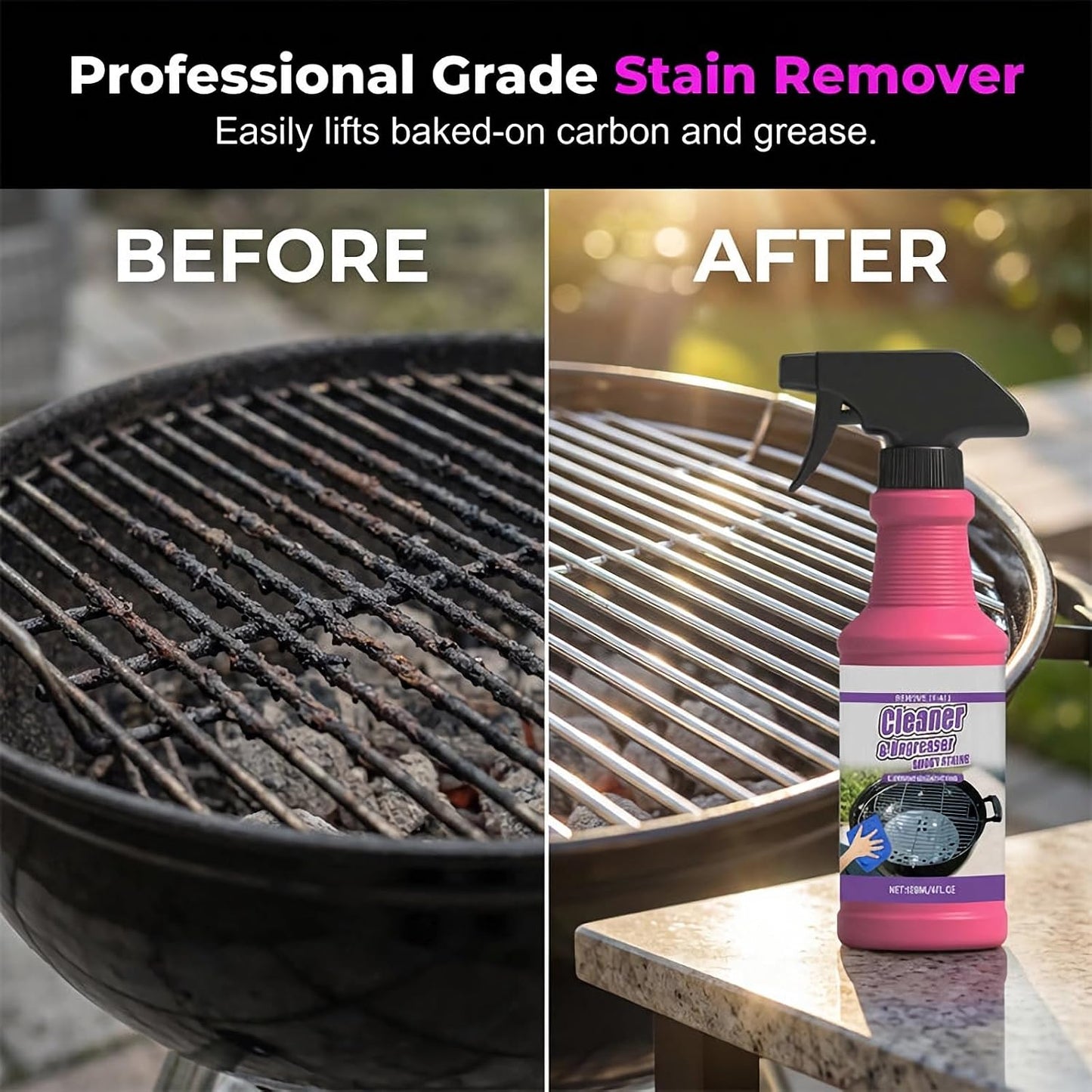 2026 Upgrade Fast Acting Heavy Duty Grill Degreaser Spray Set Multi Grill Cleaner Fast Clean Outdoor Solution for Grills Smoker BBQ Grates Oven Effortless Removes Grease Degreaser Smoky Stain (1PCS)