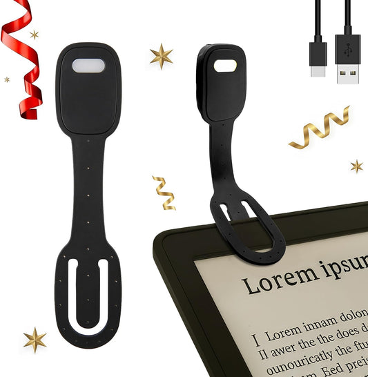 Rechargeable 20 LED Book Light for Reading in Bed | Energy Saving with Extended 60Hrs Runtime, 15-Level Stepless Dimming, Flexible Lightweight Clip on Light for Studying, Travel, White
