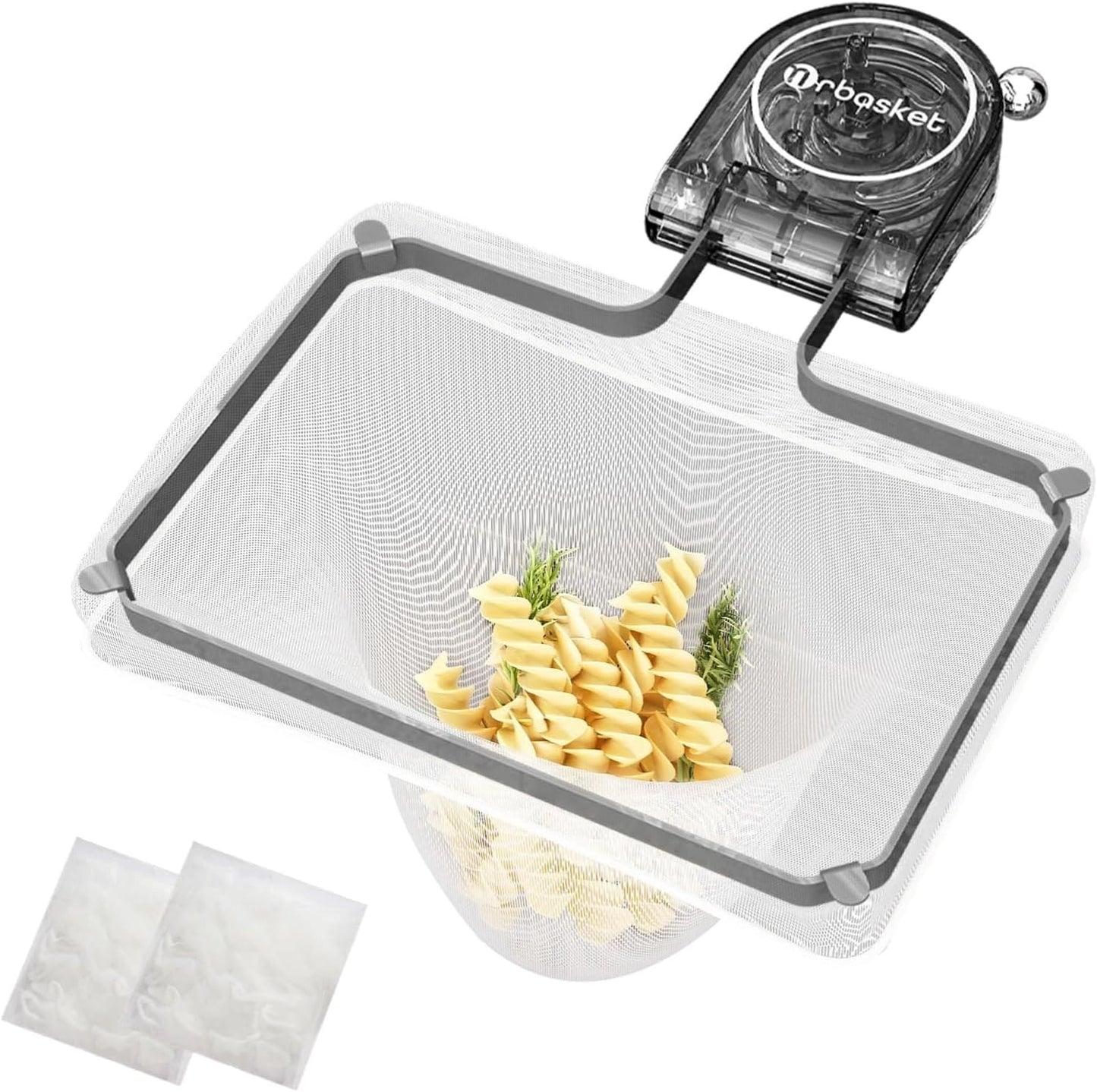Kitchen Sink Strainer with Filter Mesh Bag, Food Waste Filter Basket, Suction Cup Folding Washing Vegetables and Fruits Drying Bag Holder
