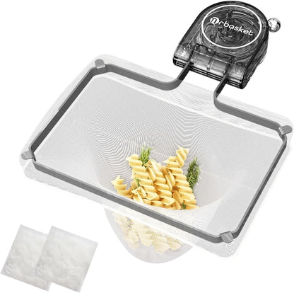Kitchen Sink Strainer with Filter Mesh Bag, Food Waste Filter Basket, Suction Cup Folding Washing Vegetables and Fruits Drying Bag Holder