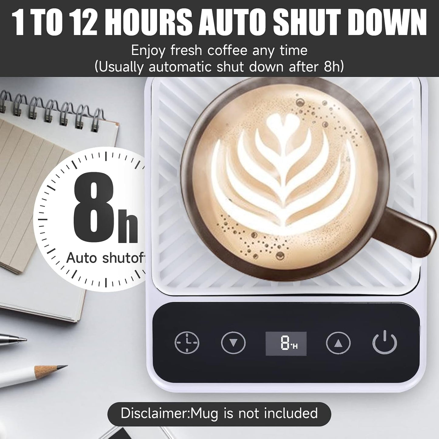 Mug Warmer - Electric Coffee Mug Warmer with Timer,Coffee Cup Warmer for Desk Auto Shut Off,Smart 6-Temperature Control, Coffee Accessories for Coffee Lovers, White | Coffee Cup Warmer for Desk Auto Shut Off,Smart 6-Temperature Control, Coffee