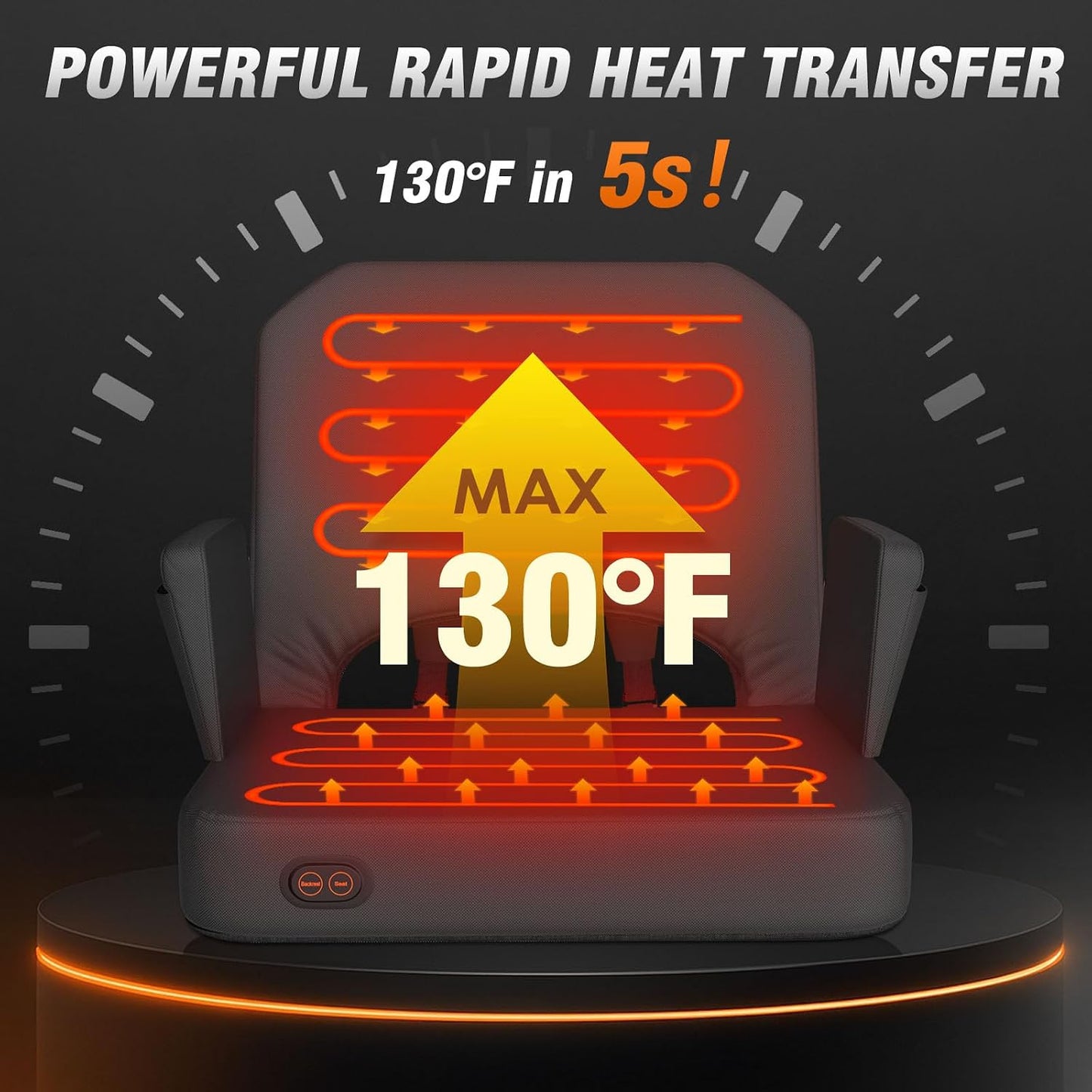 HOPERAN Heated Stadium Seats for Bleachers, Dual Control, Foldable Armrests | Independent Seat & Back 3 Level Heat (Battery Not Included), Soft Cushion, Recliner, Anti-Slip, Side Pockets, Oxford Fabric