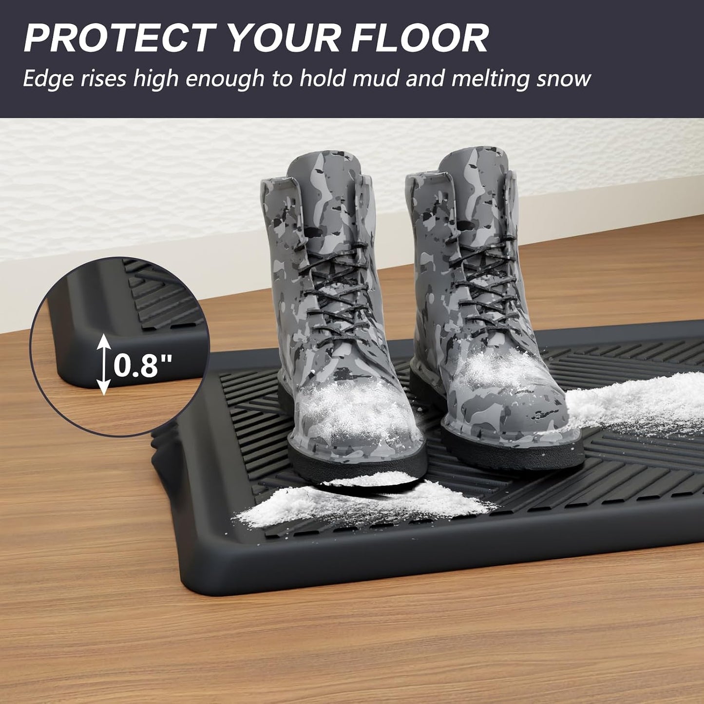 Boot Tray for Entryway, Rubber Mat for Shoe Organizer, 27.5" x16