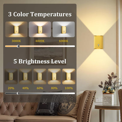 Eneru Motion Sensor Wall Sconce, Rechargeable Wireless Lights Indoor 2 Pack | 5000mAh battery powered, remote 3CCT dimmable, cordless magnetic mount, motion night light for hallway closet bathroom stair