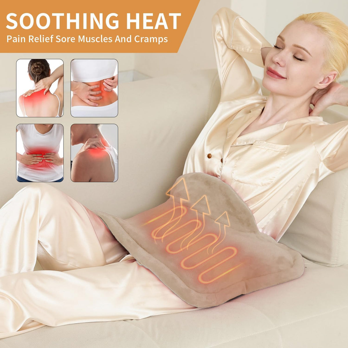 SAROO Weighted Heating Pad for Neck and Shoulders Pain Relief,19"x22",Grey