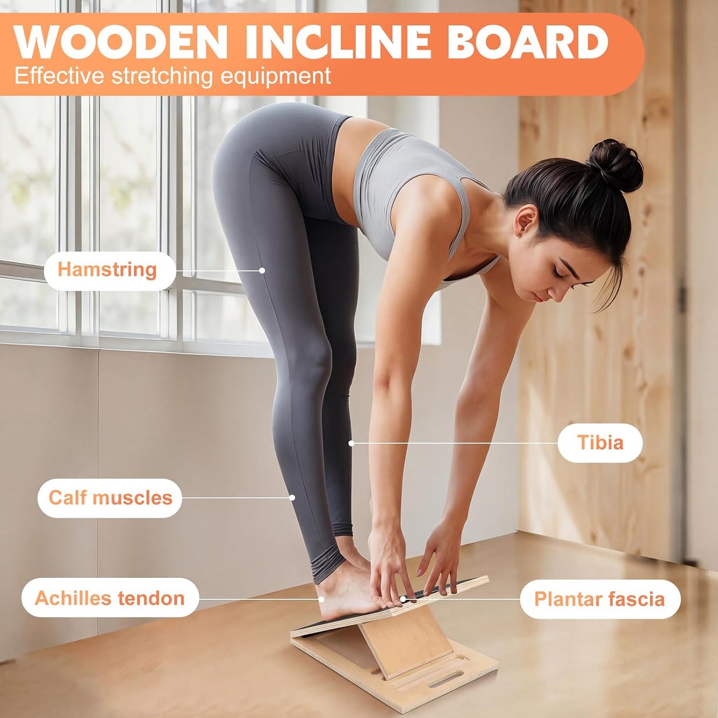 Slant Board for Calf Stretching, Adjustable Wooden Calf Stretcher Incline Board, Calf Stretch Board for Squats Leg Knees Heel Ankle Stretching