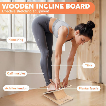 Portable Slant Board for Calf Stretching, Adjustable Wooden Calf Stretcher Incline Board, Calf Stretch Board for Squats Leg Knees Heel Ankle Stretching