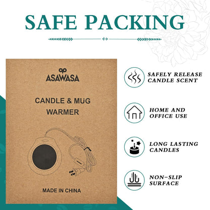 ASAWASA Candle Warmer for Large Jar, Coffee Mug Warmers | Safely Releases Scents Without a Flame, Melt Candle Quickly, Enjoy Your Warm Coffee Tea. Gifts for Festival Birthday Women