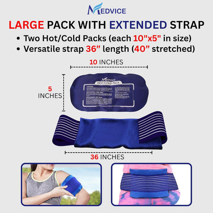 Medvice Knee Ice Pack Wrap with Cold Compression for Pain Relief, Swelling
