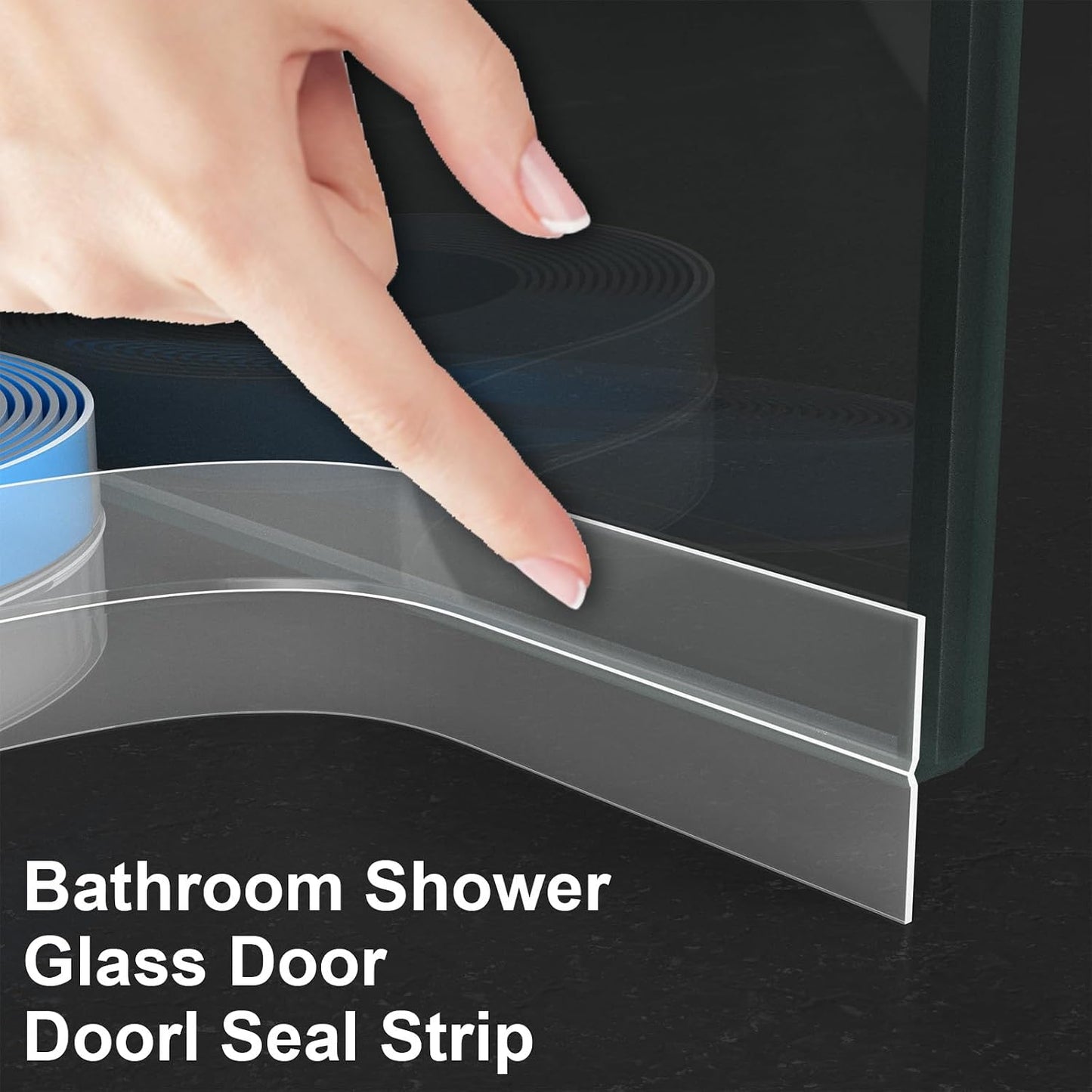 Weather Stripping Door Seal, 20 Ft Shower Door Seal, Clear, 1 in | Flexible door sweep for frames, fits doors, windows, and glass showers, seals gaps up to 0.5", blocks air leaks and dust