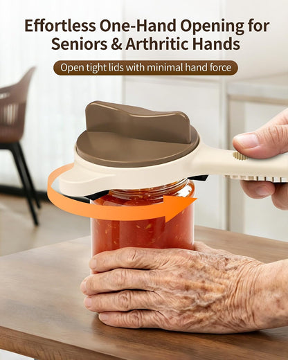 4-in-1 Adjustable Jar & Bottle Opener for Seniors with Arthritis Weak Hands | 2026 New Stainless Steel Non-Slip Grip, Left-Handed Friendly, Fits Glass, Pickle & Sauce Jars, Beer, Soda & Wine Bottles