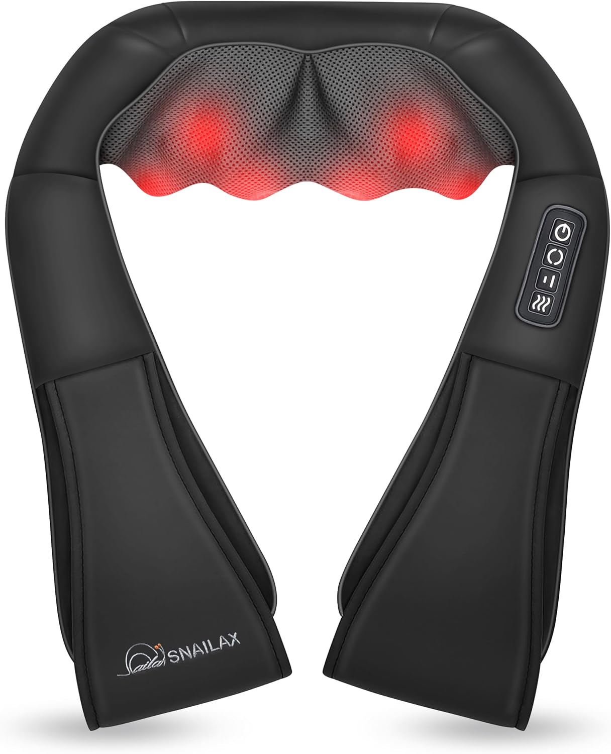 Snailax Shiatsu Neck & Shoulder Massager with Heat, Deep Tissue Kneading Back Massager for Pain Relief, Massage Pillow for Neck, Shoulders, Upper Lower Back, Legs Gift for Men Women(Not Cordless)