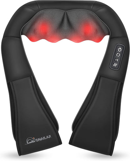 Snailax Shiatsu Neck & Shoulder Massager with Heat, Deep Tissue Kneading Back Massager for Pain Relief, Massage Pillow for Neck, Shoulders, Upper Lower Back, Legs Gift for Men Women(Not Cordless)