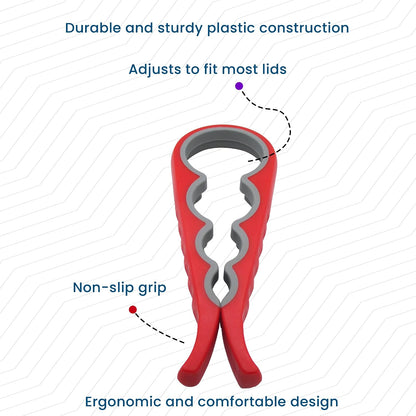 Gadgetime USA 4 in 1 Jar and Bottle Opener -(2 pack) Non-slip, Kitchen tool - Easy to Use Multifunctional for Weak Hands Seniors, or Arthritis - (Blue and Red)