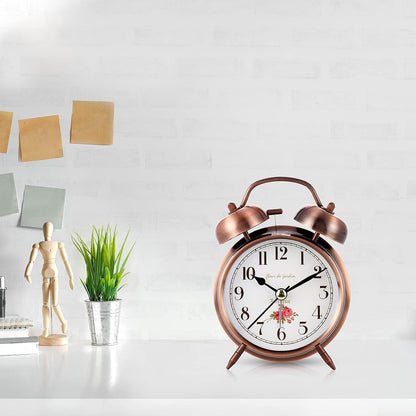 Super Loud Alarm Clock For heavy sleepers,4 inches Twin Bell Alarm Clock with Backlight,Battery Operated,Silent Non Ticking,For Kids,Adults,Bedrooms,Retro decor Desk Analog Clocks.. (Noctilucent)