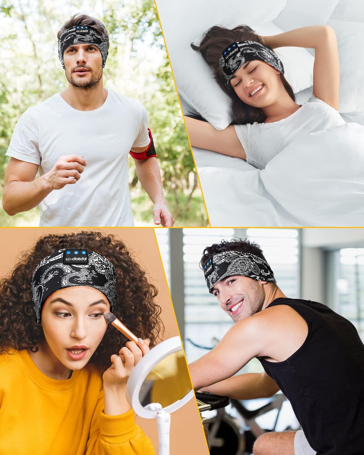 LC-dolida Sleep Headphones Bluetooth Headband Sleeping Wireless Headband Headphones with Thin HD Stereo Speakers Perfect for Side Sleepers, Sport, Yoga, Travel