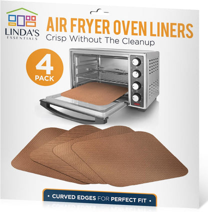 Toaster Oven Liners for Bottom of Oven (4 Pack) Reusable Non-Stick Heat Resistant Toaster Liners, Compatible with Breville, Cuisinart, Black & Decker, Dash, and More - Air Fryer Liners 12"x12" (Black)