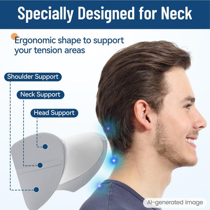 PouHenier.jh Neck Pillow for Recliner Office Gaming Chair Support, Grey | Small Head Rest, for Couch Beach Lounger Headchair Sitting, Non-Slip Soft Memory Foam Ergonomic Headrest, for Pain Relief