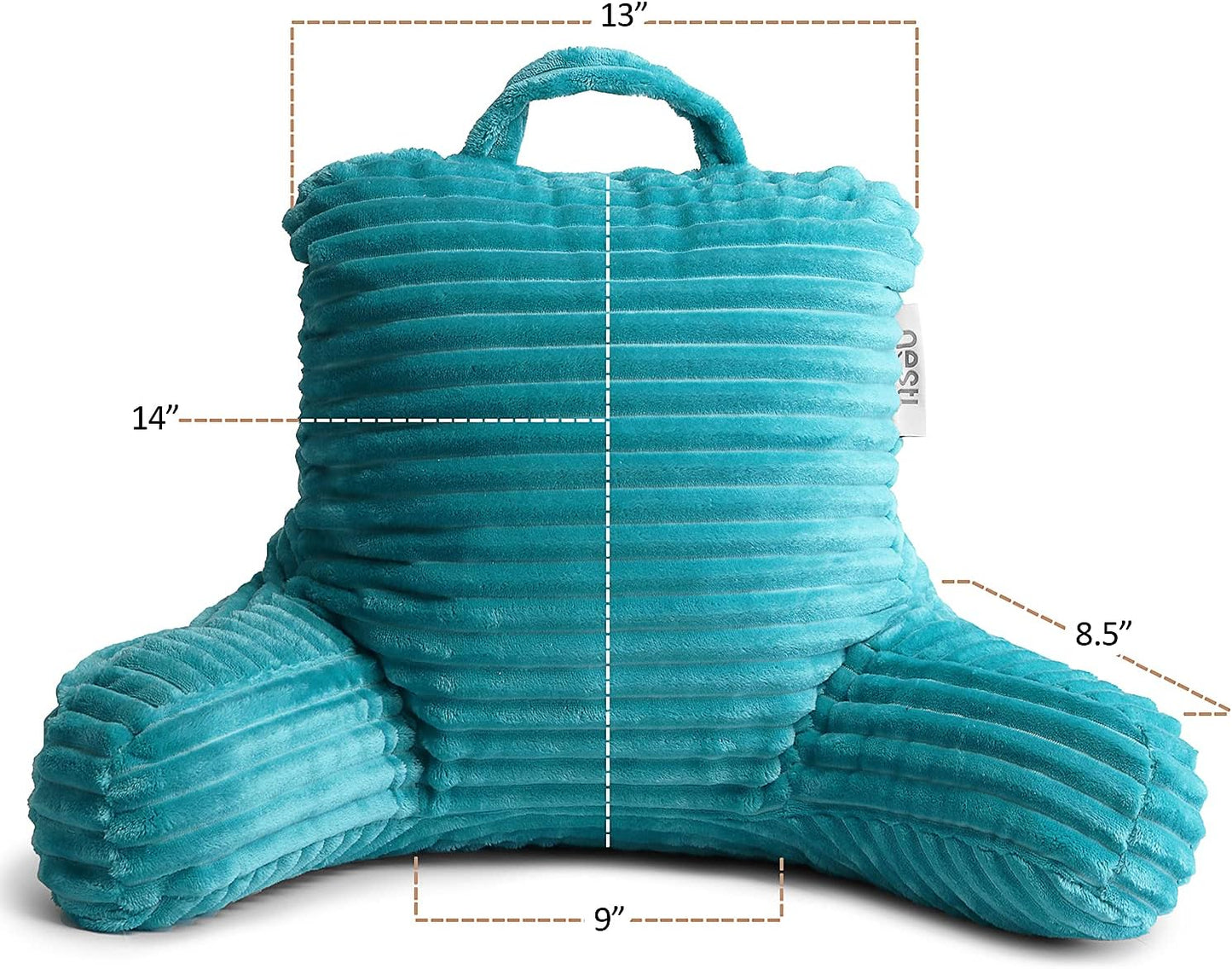 Nestl Reading Pillow with Shredded Memory Foam, Luxe Cut Plush Back Pillow for Sitting Up in Bed, Back and Arms Adjustable Support for Adult & Teens, Backrest Pillows with Washable Cover Dark Grey