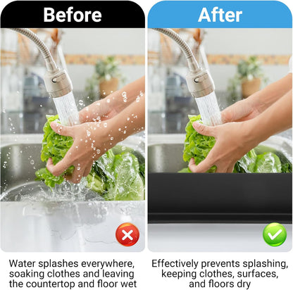 19.3 inch Silicone Sink Splash Guard, Splash Guard for Kitchen Sink Area, Backsplash Protector for Kitchen Countertop & Bathroom Bathtub with Non-Slip Strong Suction, White