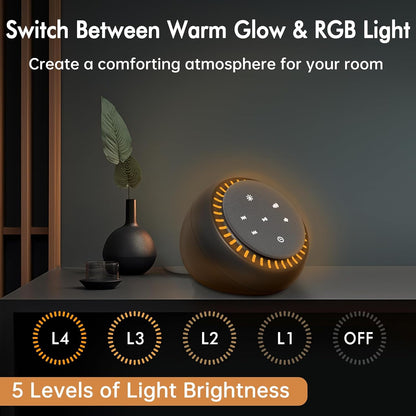 DreamSky Sound Machine for Sleep, White Noise for Sleeping Adults & Baby | Brown Noise Fan for Office Privacy & Noise Canceling, 26 Sounds & RGB Night Light, USB-C Powered for Home Travel