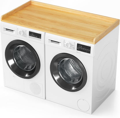 SpaceAid Washer Dryer Countertop, Laundry Wood Shelf Topper with Edge, 54" Width x 27.5" Depth Cover Guard Organizer for Washer and Dryer Laundry Hamper Counter Storage Organization (Black)