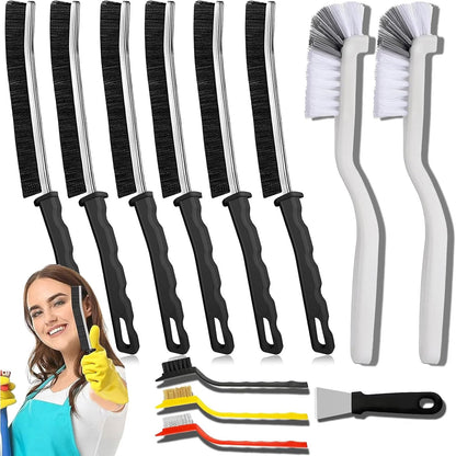 Crevice Cleaning Brush, Multi-Purpose Hard Bristle Brushes for Deep Cleaning Kitchen, Bathroom, Grout, Sink, Cup, Teapot, Bottle, Blender, Corners, Tight Spaces & More 12pcs
