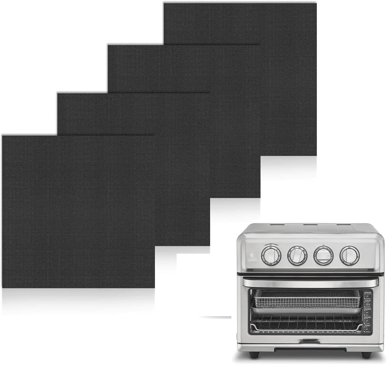 4 Pack Air Fryer Liners Reusable for Cuisinart Air Fryer TOA-70NAS | Non-stick, BPA Free, Heat Resistant up to 480°F, Easy to Clean, 12"x12" Oven Liners for Emeril Lagasse Air Fryer 26 QT
