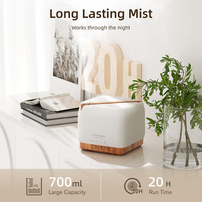 ASAKUKI Essential Oil Diffuser Smart WiFi Humidifier 700 ml | Easy Connect with Alexa and Google Home, Phone App & Voice Control, Customized Schedule Timers and LED Light