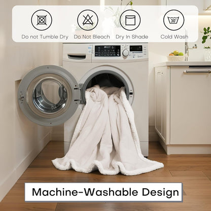 Electric Heated Blanket Full Size 72"x84" – Light Gray | ETL for Safe Overnight, 4 Heat Settings & 10H Auto Off, Dual-Sided Microplush Sherpa for Home Night, Machine washable