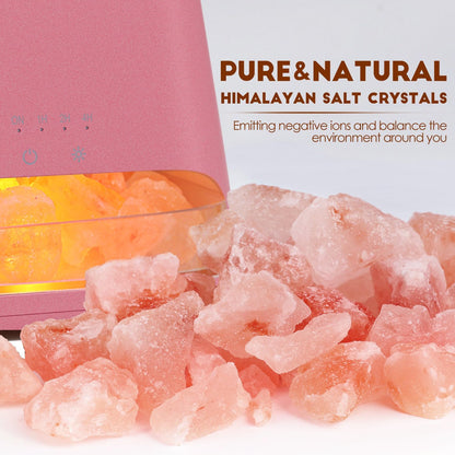 SALKING 2-in-1 Ultrasonic Essential Oil Diffuser & Himalayan Salt Lamp, Aromatherapy Diffuser Cool Mist Humidifier with Auto Off Function, 100% Pure Himalayan Pink Salt Rock, 150ml (Wooden Grain)