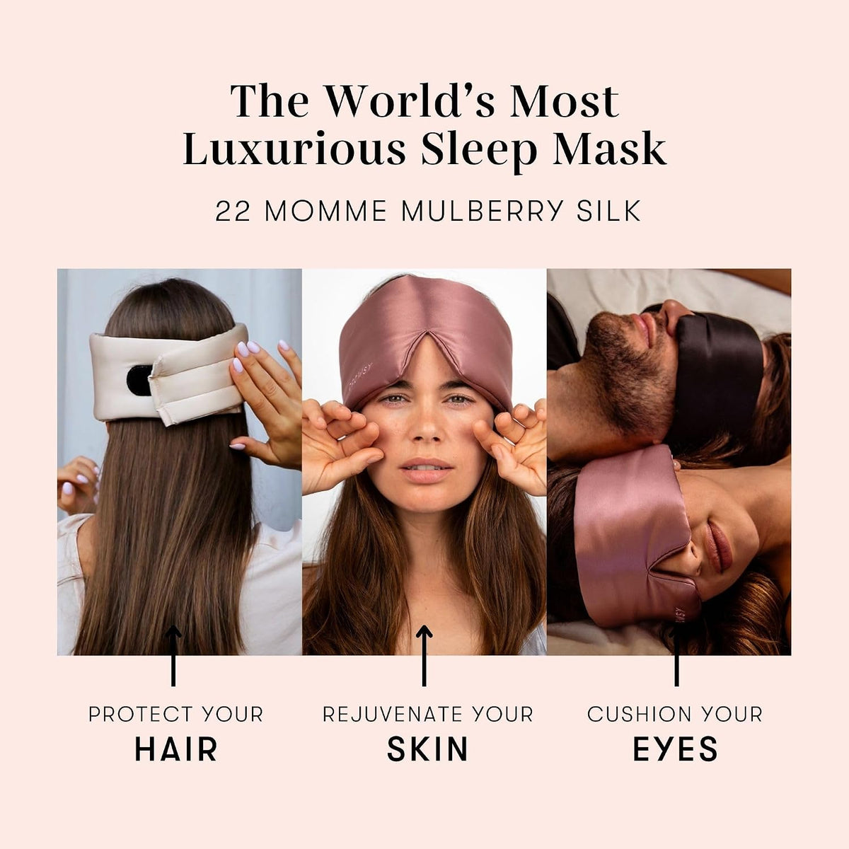 DROWSY Silk Sleep Mask - Face-Hugging, Padded Cocoon for Luxury Sleep in Total Darkness - 100% Pure Mulberry Silk, Skin-Hydrating & Adjustable (Midnight Blue)
